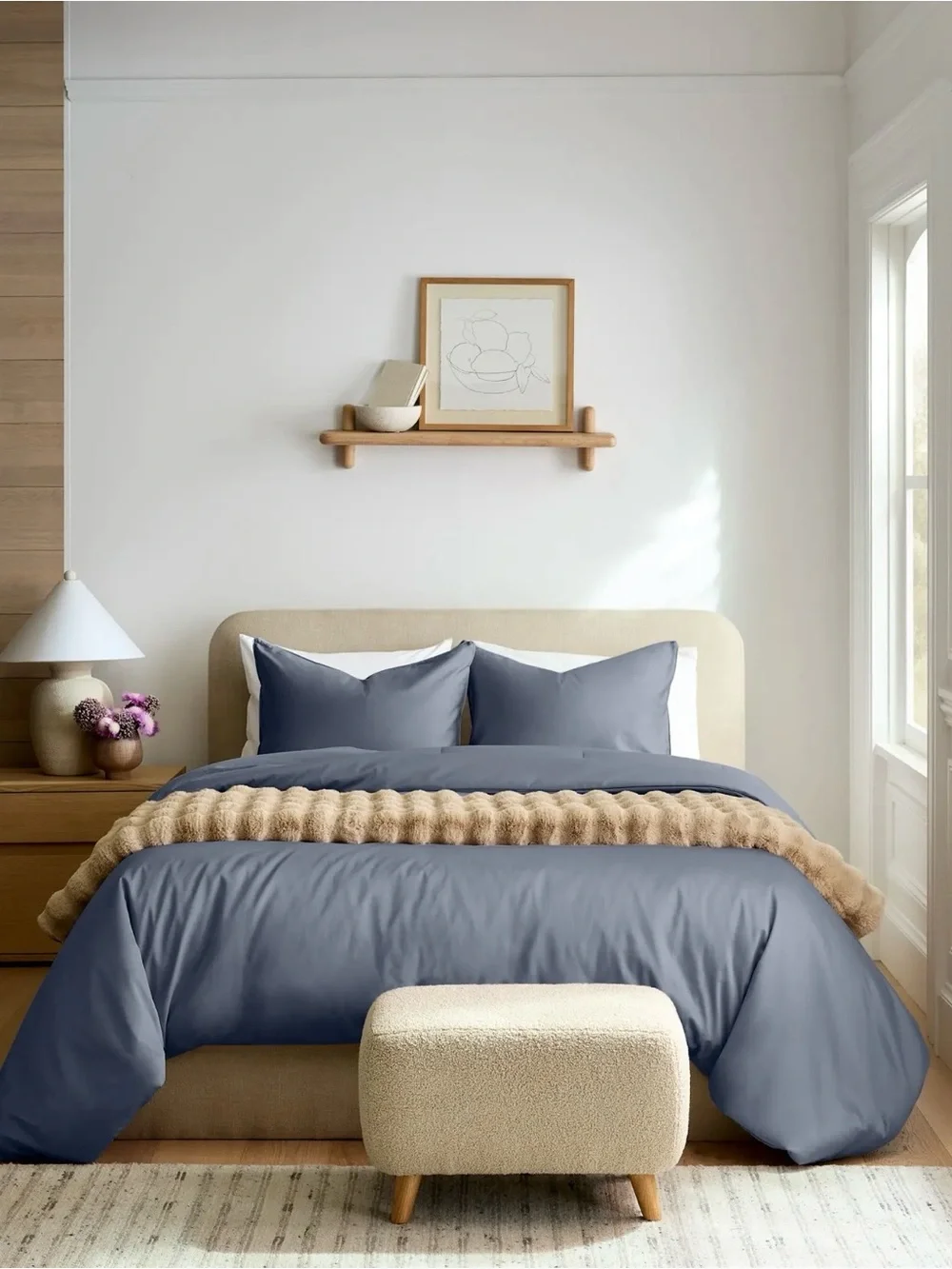 Organic Cotton Sateen Comforter in Mineral